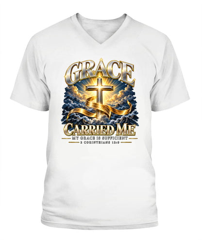 Grace Carried Me - 2 Corinthians 12:9 Xyrt Apparel Faith T-Shirt