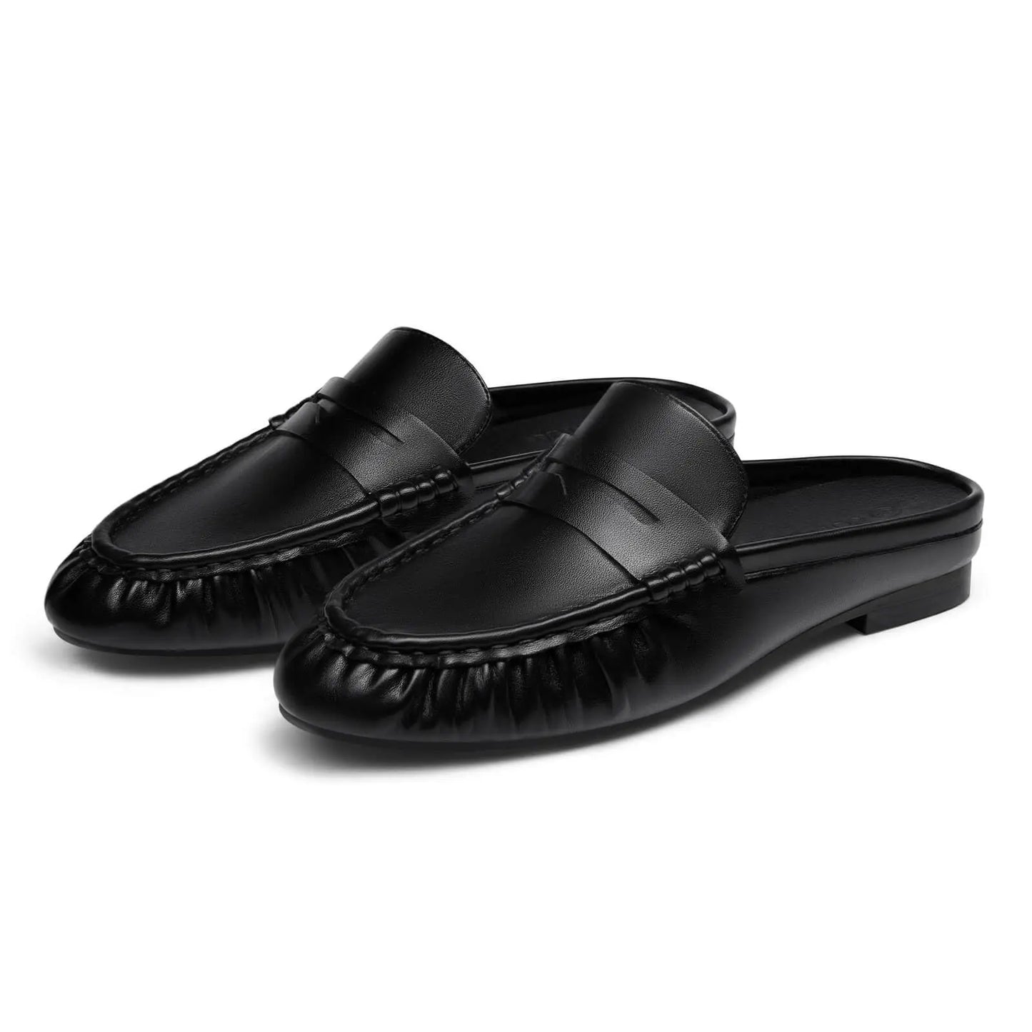 Coutgo Women'S Casual Faux Leather Loafers, Lightweight Plain Mule Slides with round Toe and Penny Strap, Shoe, Footwear, Business, Rubber, Ankle,Back to School,Back to School Haul