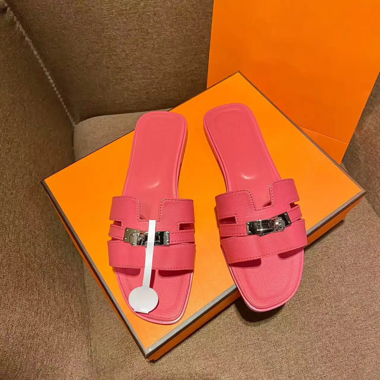 Women'S Flat Sandals with Metal Buckle - Stylish Versatile Spring/Summer New Arrivals Slide Walking Shoes for Girls
