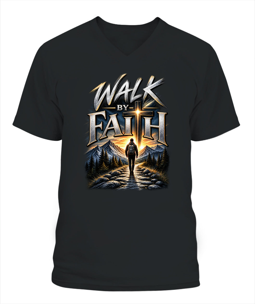 Walk By Faith Women's V-Neck T-Shirt / XYRT Faith Collection