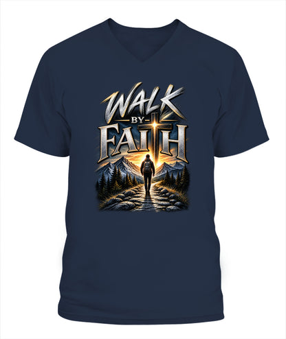 Walk By Faith Women's V-Neck T-Shirt / XYRT Faith Collection