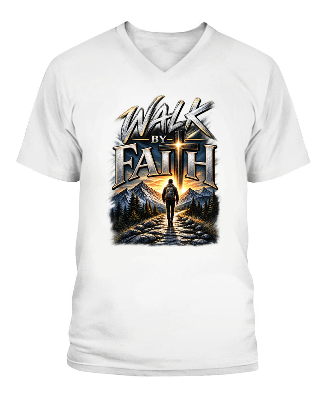 Walk By Faith Women's V-Neck T-Shirt / XYRT Faith Collection
