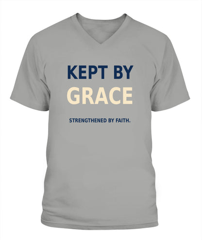 Kept By Grace, Strengthened By Faith - Xyrt Apparel V Neck Faith T-Shirt