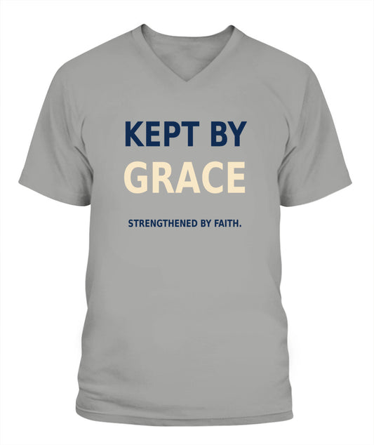 Kept By Grace, Strengthened By Faith - Xyrt Apparel V Neck Faith T-Shirt
