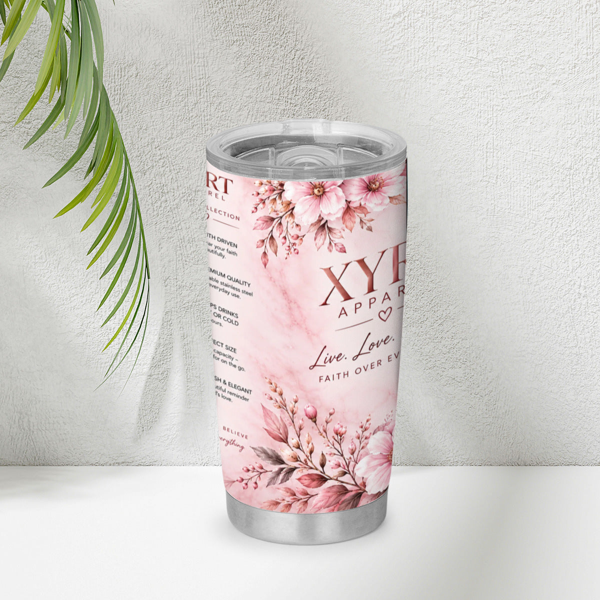 XYRT Apparel “Strong, Fearless & Chosen” 20 oz Floral Faith Tumbler