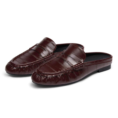 Coutgo Women'S Casual Faux Leather Loafers, Lightweight Plain Mule Slides with round Toe and Penny Strap, Shoe, Footwear, Business, Rubber, Ankle,Back to School,Back to School Haul