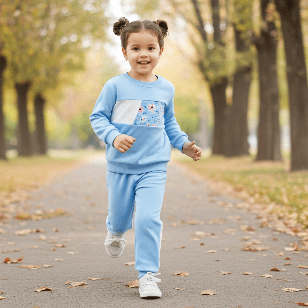 Toddler Girl Clothes Kids Sweatshirts & Joggers Set 2 Piece Long Sleeve Graphic Pullover and Pants Fall Outfits Sets, Blue, 3-4 Years