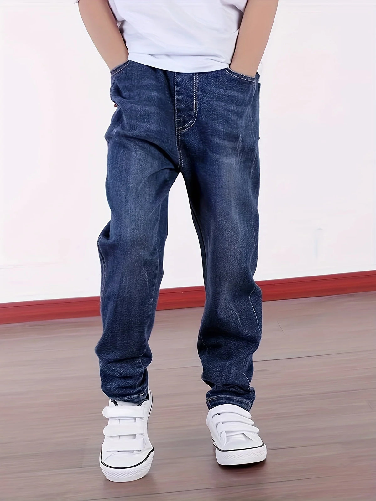 4-11 Years Boys Clothes Slim Straight Jeans Young Pants Kids Baby Children Denim Clothing Trousers Elastic Waist Bottoms