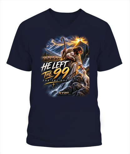 XYRT Apparel Faith Collection 'He Left The 99' Mens V-Neck T-Shirt 