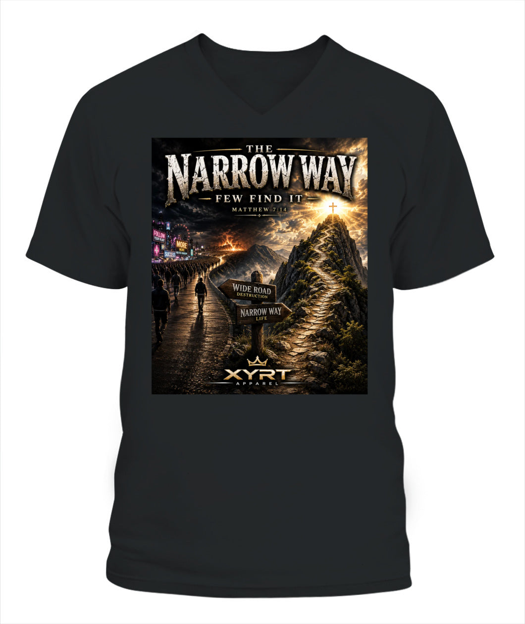 Xyrt Apparel Faith Collection- 'Narrow Way' Lady'S V-Neck T-Shirt 