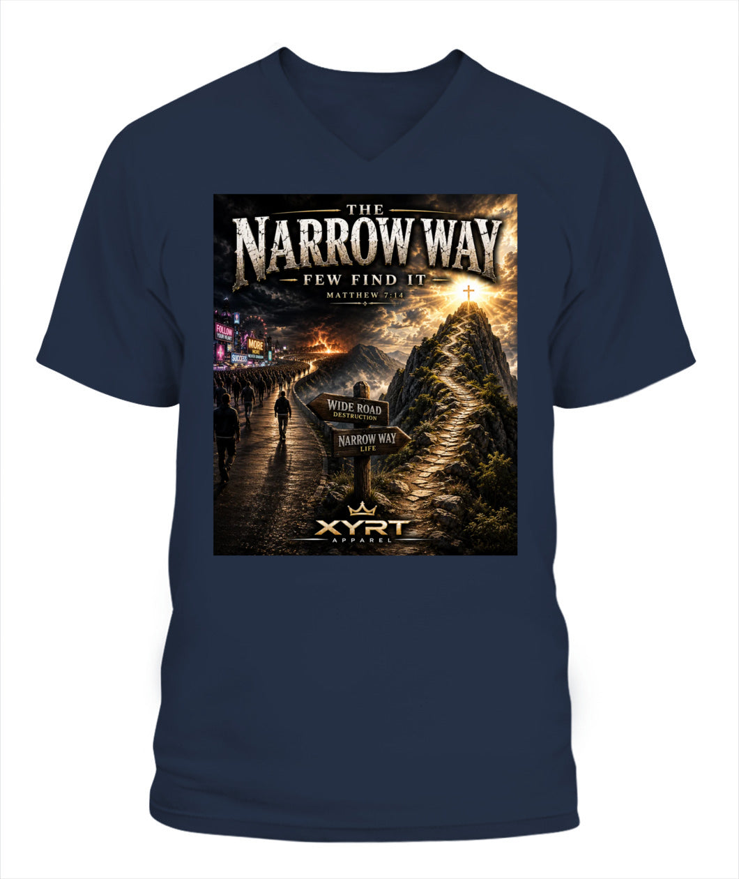 Xyrt Apparel Faith Collection- 'Narrow Way' Lady'S V-Neck T-Shirt 