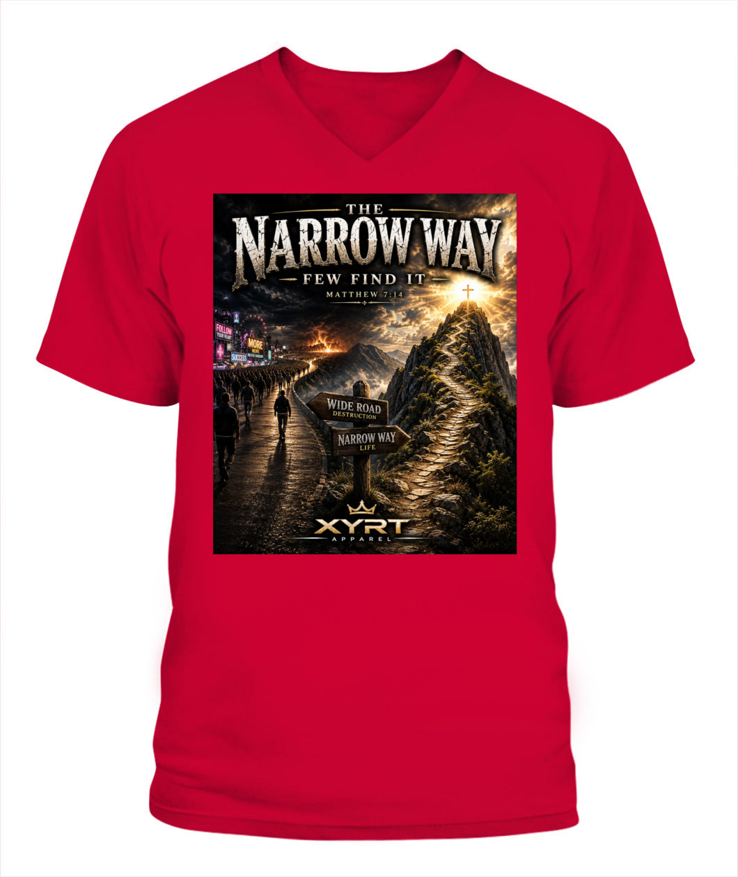 Xyrt Apparel Faith Collection- 'Narrow Way' Lady'S V-Neck T-Shirt 