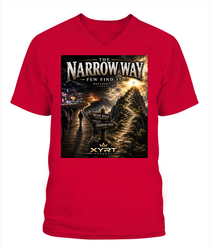 Xyrt Apparel Faith Collection- 'Narrow Way' Lady'S V-Neck T-Shirt 