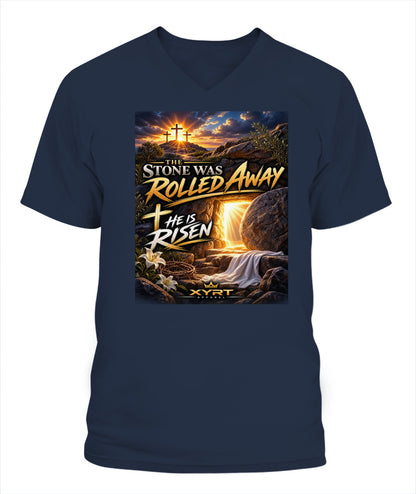 XYRT Apparel Faith Collection - 'He Has Risen' Lady'S V-Neck T-Shirt 