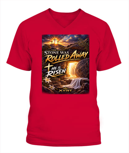 XYRT Apparel Faith Collection - 'He Has Risen' Lady'S V-Neck T-Shirt 