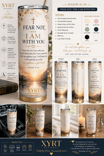 XYRT Apparel “Fear Not, For I Am With You” 20 oz Faith Tumbler – Isaiah 41:10
