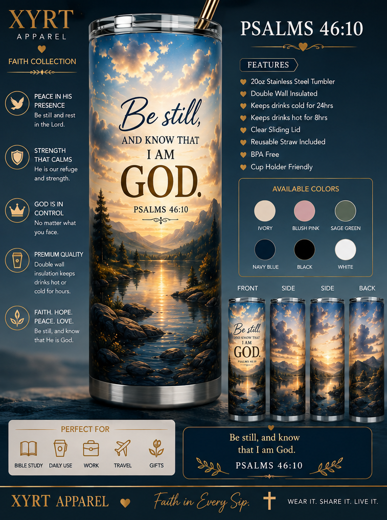 Xyrt Apparel Faith 20oz tumbler - Psalms 46:10