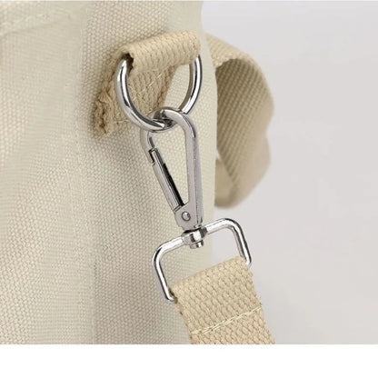 Women Small Bag with Zipper Fashion Lady Single Shoulder Portable Thickened Canvas Mobile Phone Bucket Tote Bag