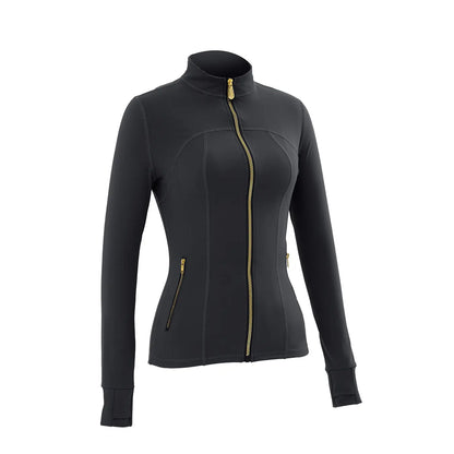 Uncia Active Women'S 2-Piece Slim-Fit Athletic Sports Set - Gold-Zipper Jacket, High-Stretch Hip-Shaping Leggings for Yoga, Gym,Back to School,Back to School Haul