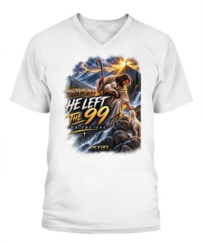 XYRT Apparel Faith Collection 'He Left The 99' Mens V-Neck T-Shirt 