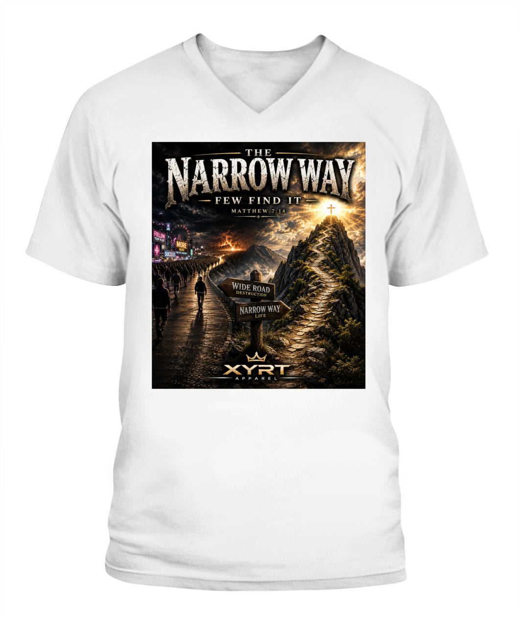 Xyrt Apparel Faith Collection - Narrow Way' Mens  V-Neck T-Shirt 