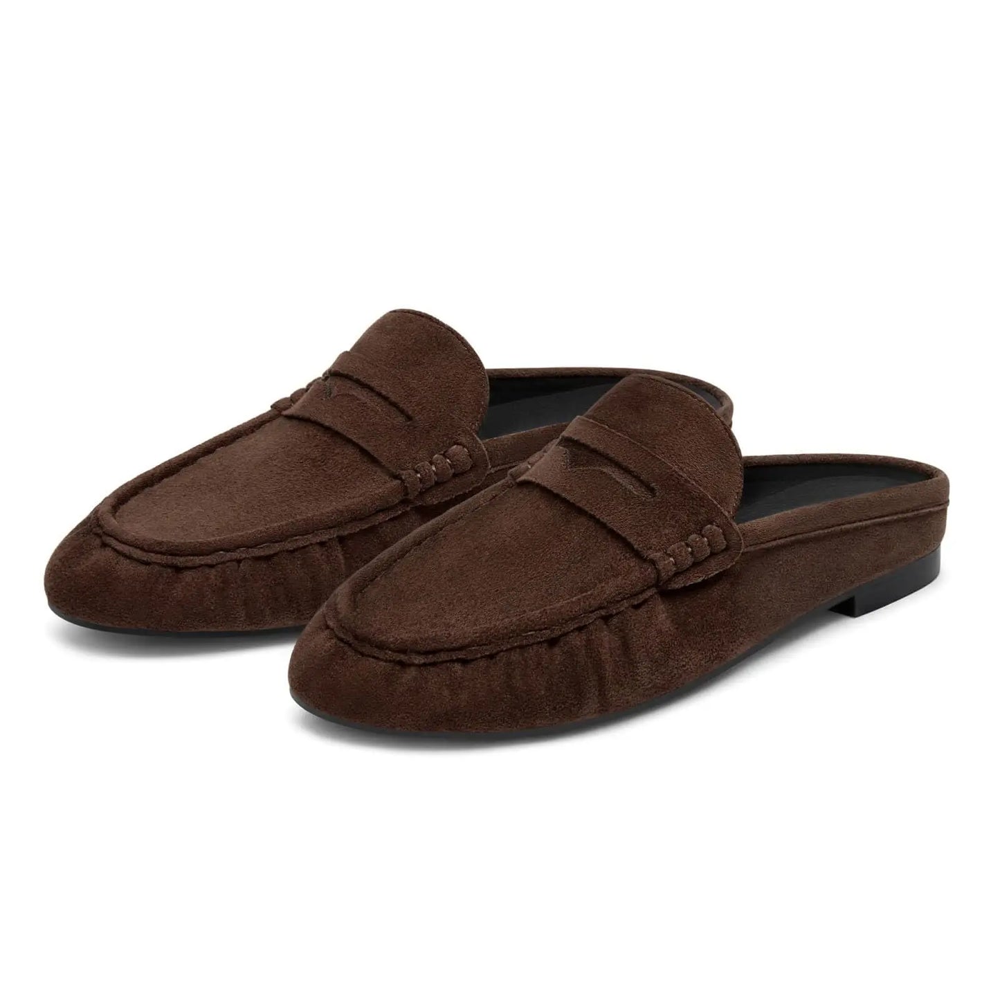Coutgo Women'S Casual Faux Leather Loafers, Lightweight Plain Mule Slides with round Toe and Penny Strap, Shoe, Footwear, Business, Rubber, Ankle,Back to School,Back to School Haul