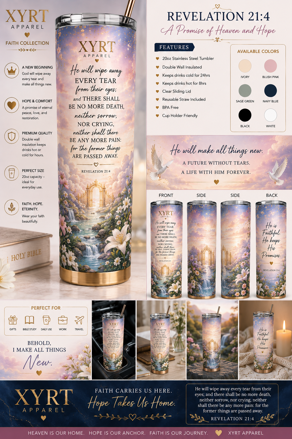 Revelation 21:4 Faith 20oz Tumbler