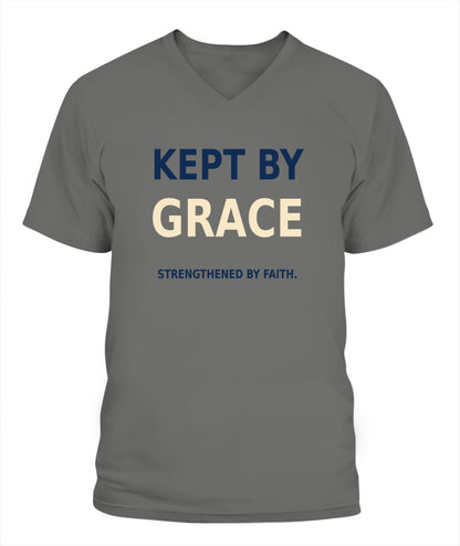Kept By Grace, Strengthened By Faith - Xyrt Apparel V Neck Faith T-Shirt