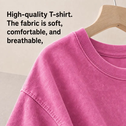 Women'S Graphic Print Tops 4-Pack - Unisex Soft Washed Cotton Fabric Short-Sleeve round Neck Tees, Classic Relaxed Fit for Everyday Streetwear, Thanksgiving Wear, Shortsleeve, Crew Neck, Easter, Valentines Day, Athletic, Outdoors, Casual, Essential, Jogge