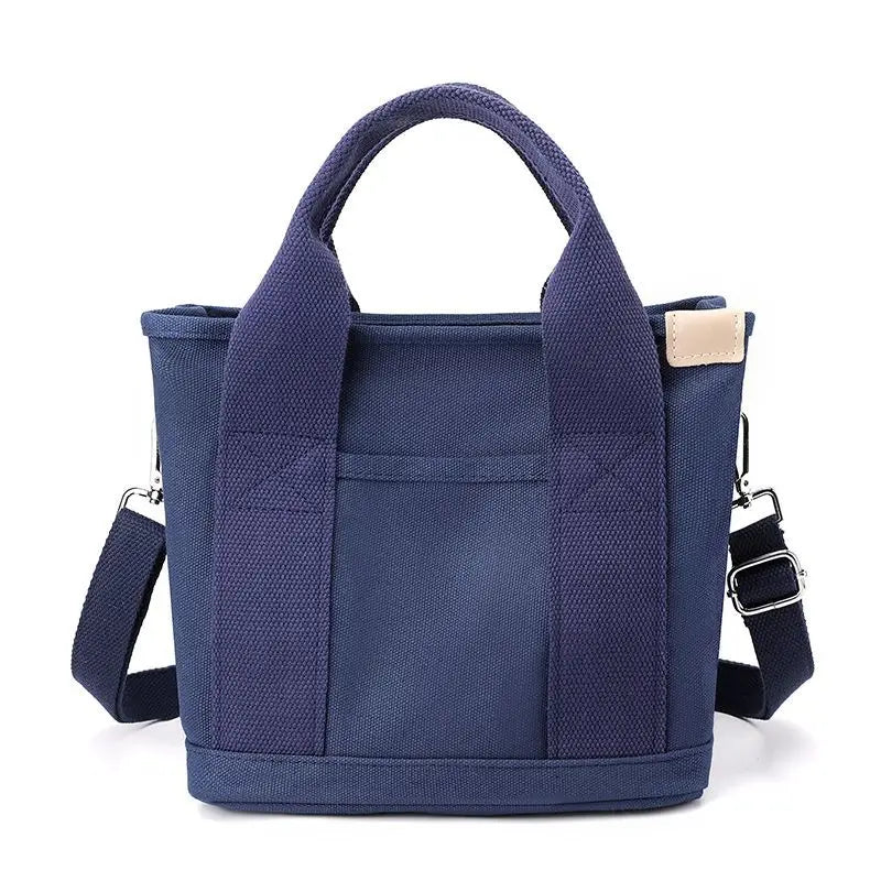 Women Small Bag with Zipper Fashion Lady Single Shoulder Portable Thickened Canvas Mobile Phone Bucket Tote Bag