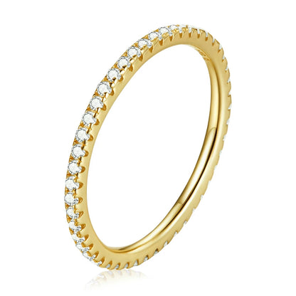 925 Sterling Silver Full Paved Simulated Diamond Stackable Rings, Women Gold Plated Engagement Eternity Bands Colored CZ