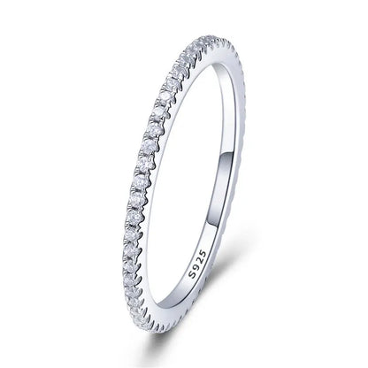 925 Sterling Silver Full Paved Simulated Diamond Stackable Rings, Women Gold Plated Engagement Eternity Bands Colored CZ