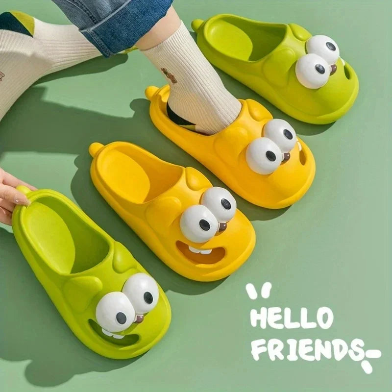 Tongue Kiss Slippers Big Eye Dog Slippers,Cute Funny Big Eye Dog Fun Cartoon Package Head Eva Slippers for 