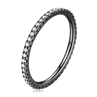 925 Sterling Silver Full Paved Simulated Diamond Stackable Rings, Women Gold Plated Engagement Eternity Bands Colored CZ