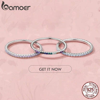 925 Sterling Silver Full Paved Simulated Diamond Stackable Rings, Women Gold Plated Engagement Eternity Bands Colored CZ