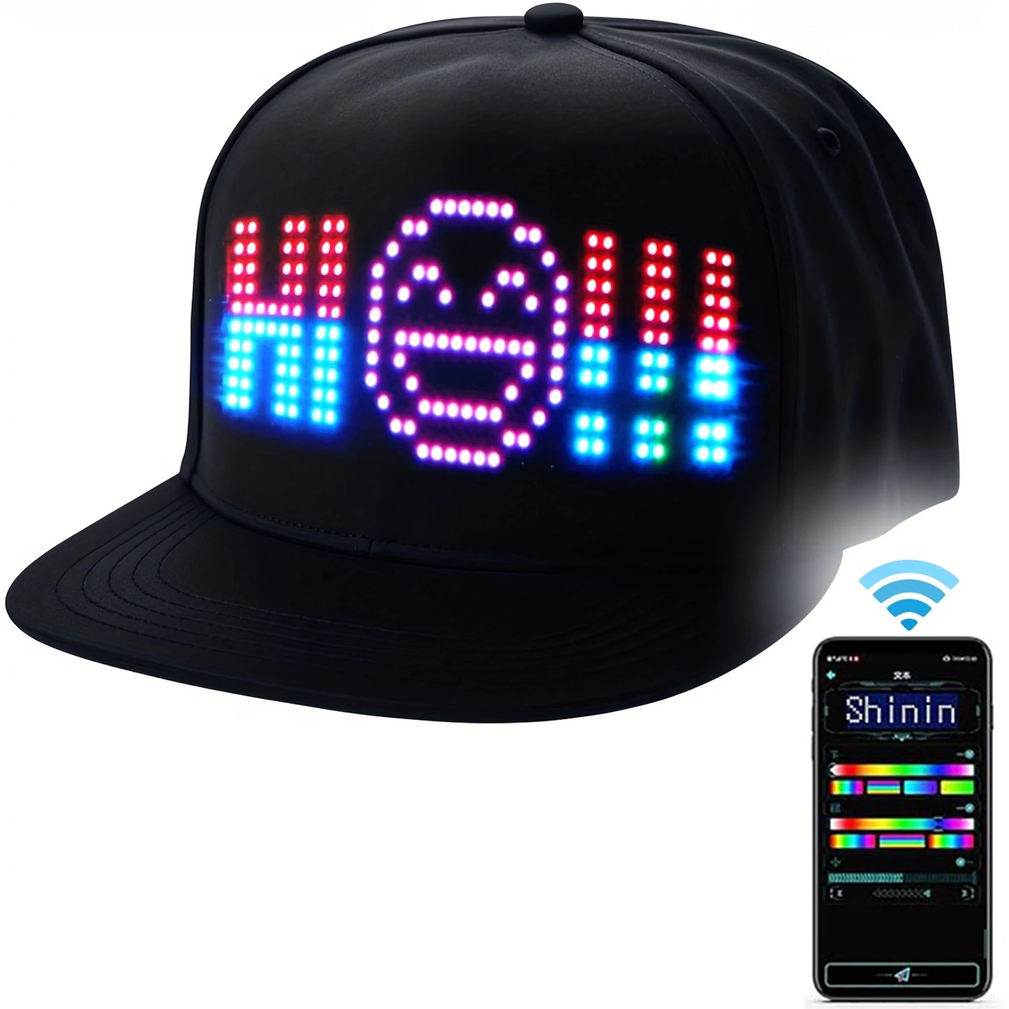 2025 New LED Cap, Multi-Language APP Control DIY Editing Light up Cool Hat (Text, Music, Image, Drawing) for Men Women