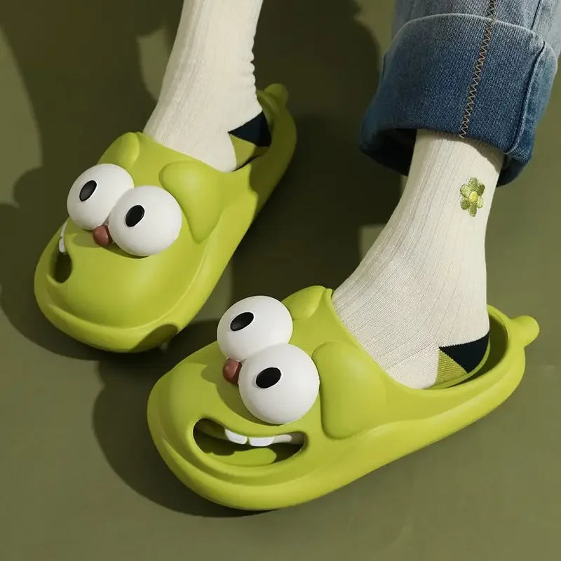 Tongue Kiss Slippers Big Eye Dog Slippers,Cute Funny Big Eye Dog Fun Cartoon Package Head Eva Slippers for 