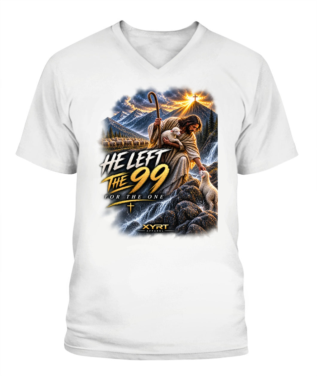 XYRT Apparel Faith Collection - 'He Left 99' Lady'S V-Neck T-Shirt 