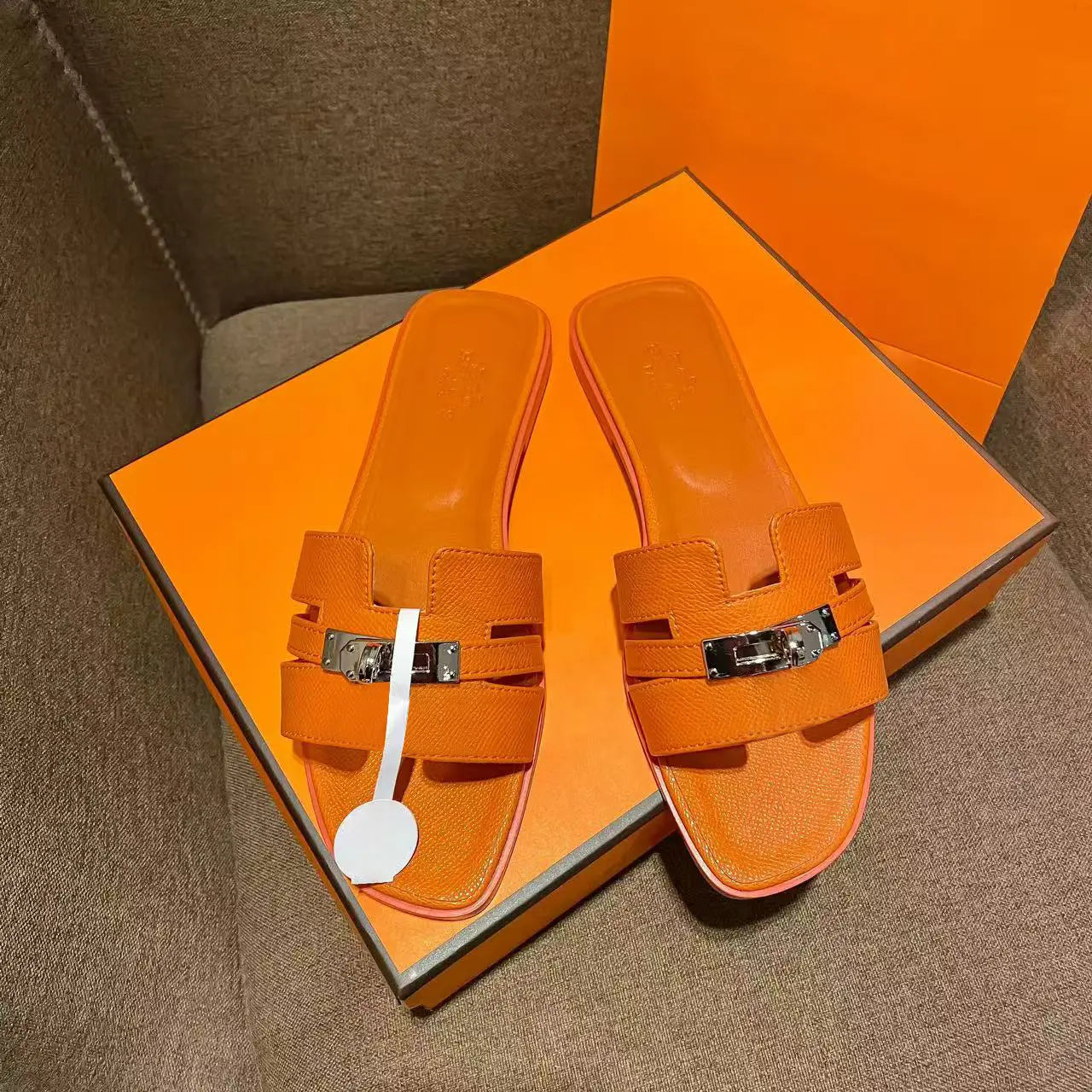 Women'S Flat Sandals with Metal Buckle - Stylish Versatile Spring/Summer New Arrivals Slide Walking Shoes for Girls