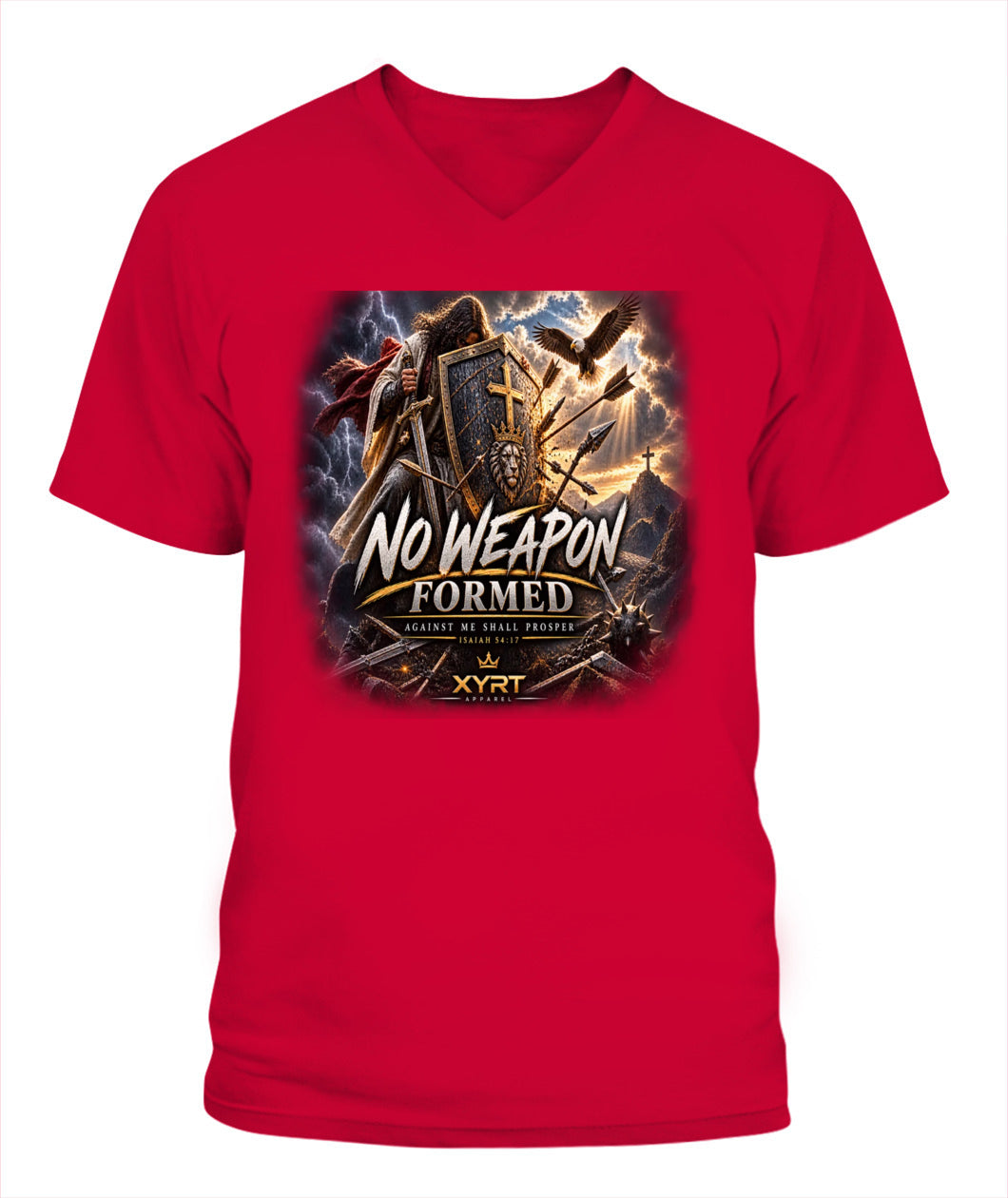 XYRT Apparel Faith Collection - ' No Weapons Shall Form Against Me' Lady'S V-Neck T-Shirt 