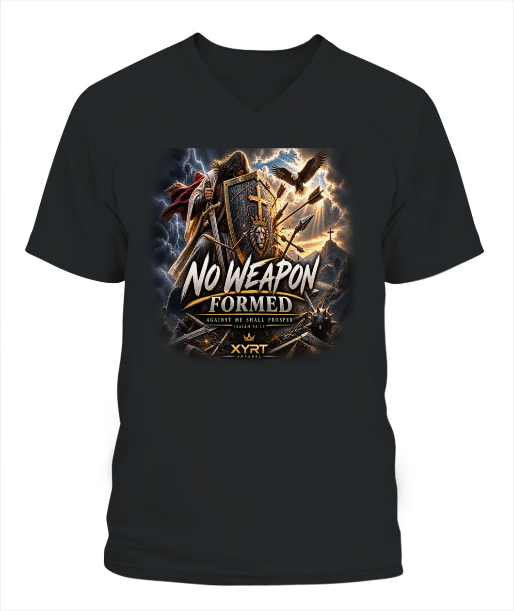 XYRT Apparel Faith Collection - ' No Weapons Shall Form Against Me' Lady'S V-Neck T-Shirt 