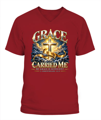 Grace Carried Me - 2 Corinthians 12:9 Xyrt Apparel Faith T-Shirt