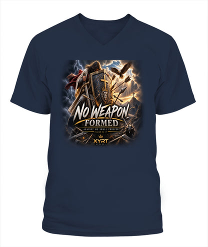 XYRT Apparel Faith Collection - ' No Weapons Shall Form Against Me' Lady'S V-Neck T-Shirt 