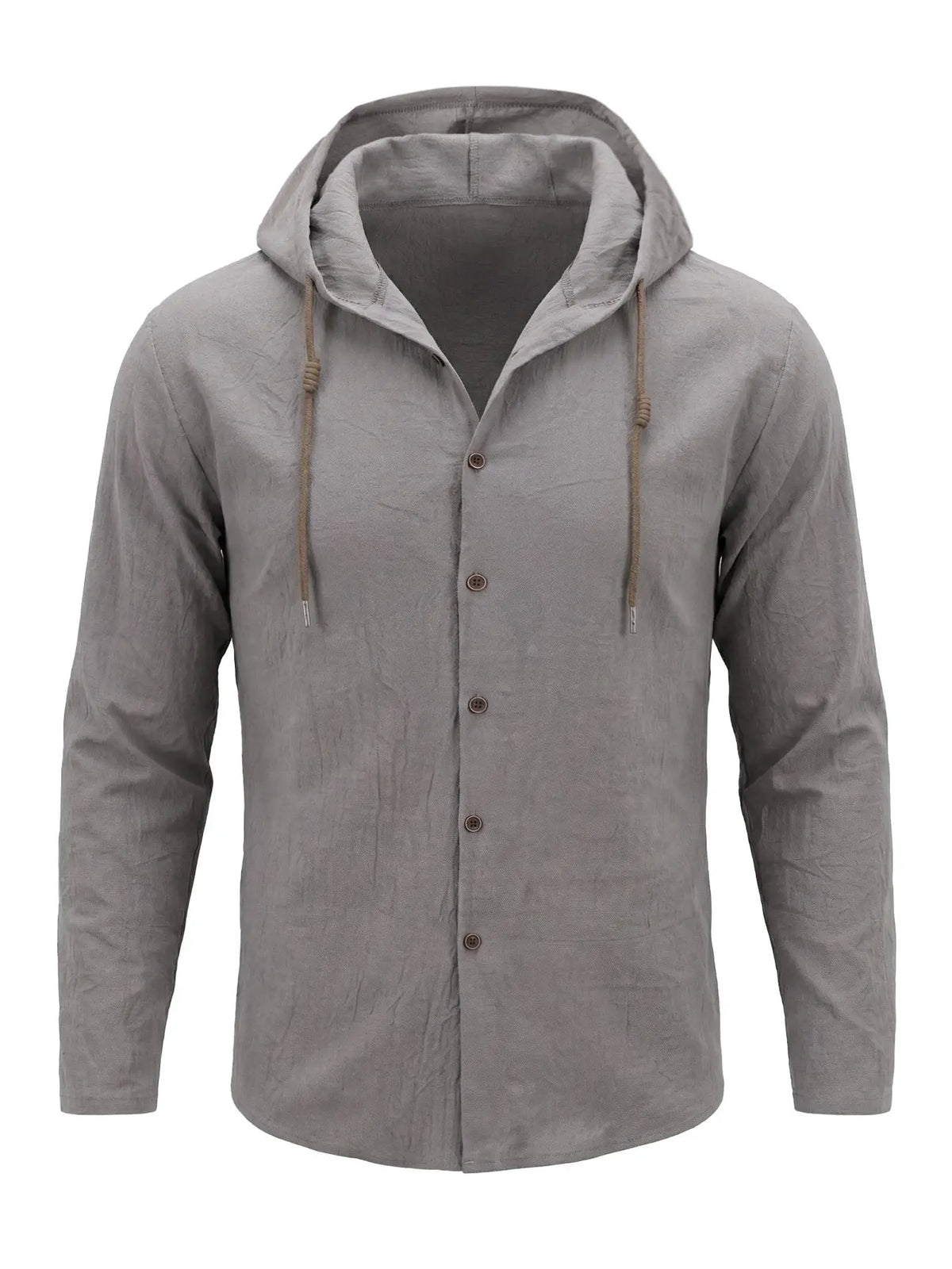 Men'S Fashion Classic Casual Street Wear Beach Outdoor Hooded Long Sleeve Cardigan, Breathable Lightweight Linen Fabric Shirt, 95% Linen 5% Polyester, All Seasons Wear Menswear