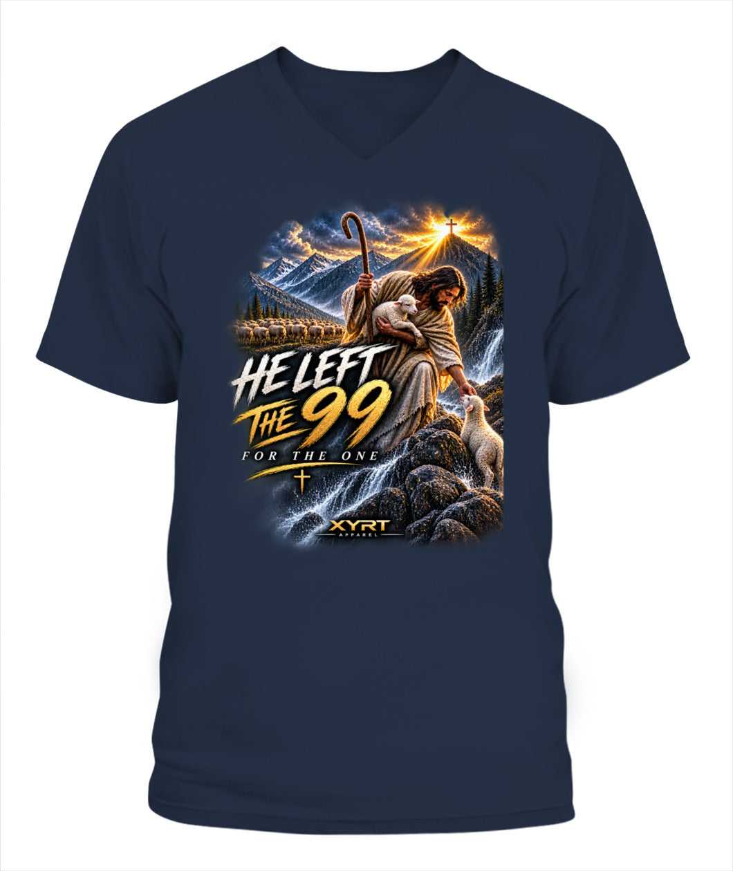 XYRT Apparel Faith Collection - 'He Left 99' Lady'S V-Neck T-Shirt 
