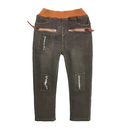 4-11 Years Boys Clothes Slim Straight Jeans Young Pants Kids Baby Children Denim Clothing Trousers Elastic Waist Bottoms