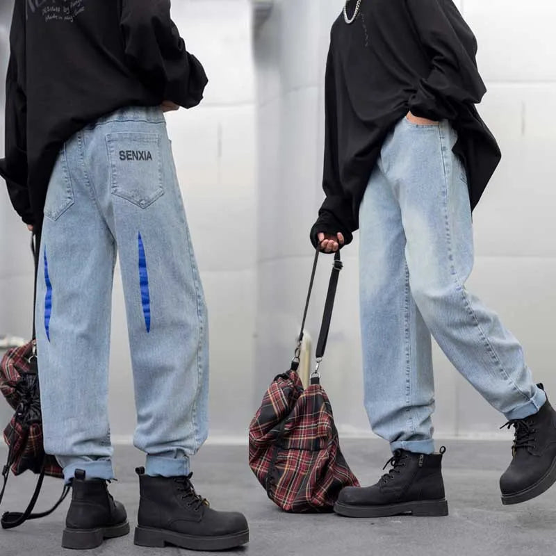 4-11 Years Boys Clothes Slim Straight Jeans Young Pants Kids Baby Children Denim Clothing Trousers Elastic Waist Bottoms