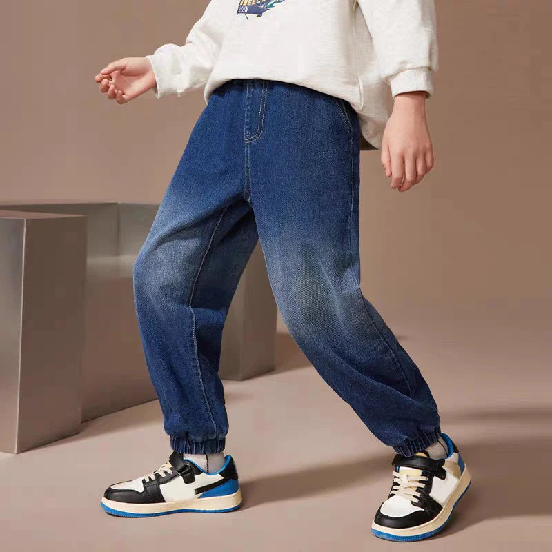 4-11 Years Boys Clothes Slim Straight Jeans Young Pants Kids Baby Children Denim Clothing Trousers Elastic Waist Bottoms