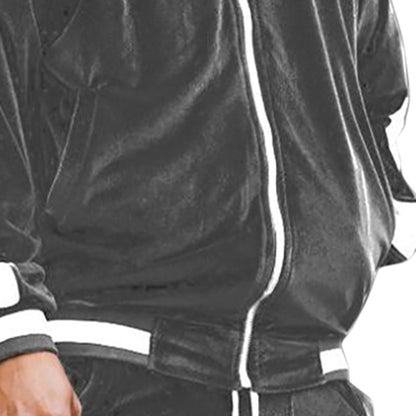 Men'S 2 Pieces Full Zip Tracksuits Golden Velvet Sport Suits Casual Outfits Jacket & Pants Fitness Tracksuit Set(Dark Gray,M)