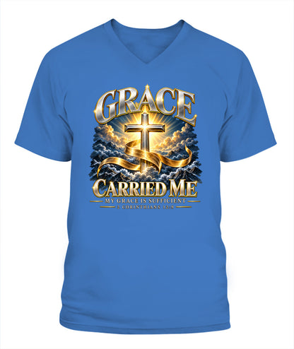 Grace Carried Me - 2 Corinthians 12:9 Xyrt Apparel Faith T-Shirt